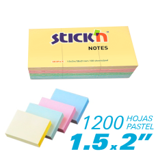Notas adhesivas 1200 hojas 1.5 x 2" Stickn