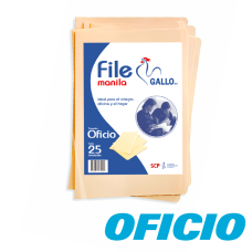 Folder Manila Oficio paquete por 25 Gallo