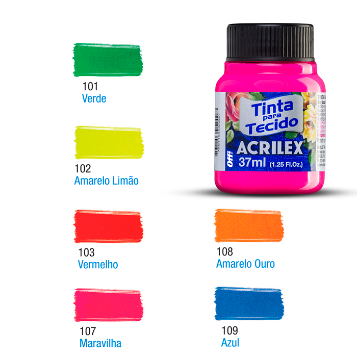 Pintura para Tela Fluorescentes 37 ml ACRILEX