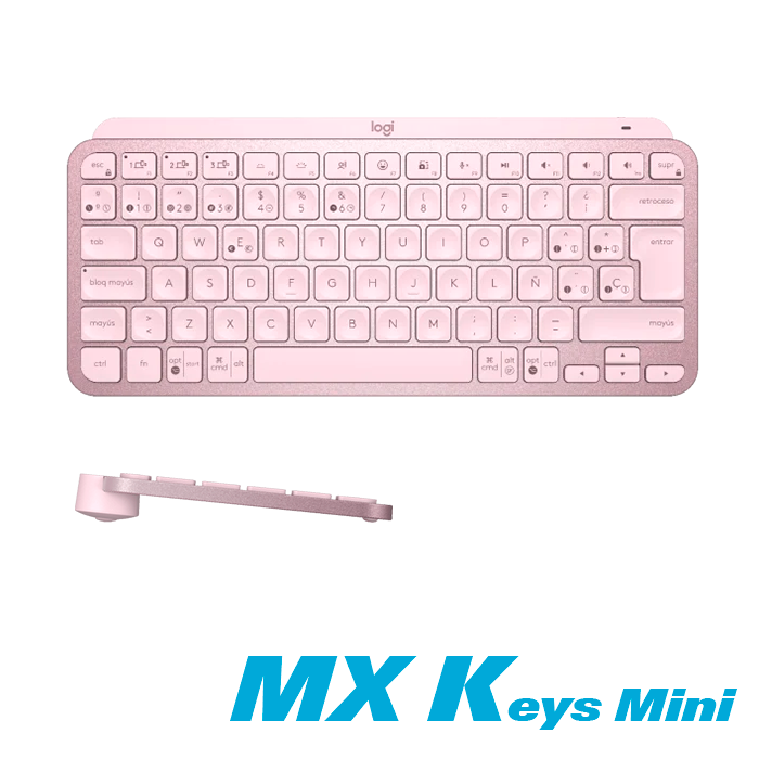 Teclado Inalámbrico Logitech MX Keys Mini Bluetooth Retroiluminación  Multidispositivo Compacto Español Rosa